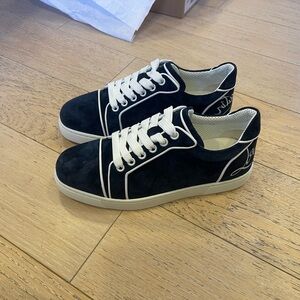 Christian Louboutin White and Blue Sneakers with Iconic Design